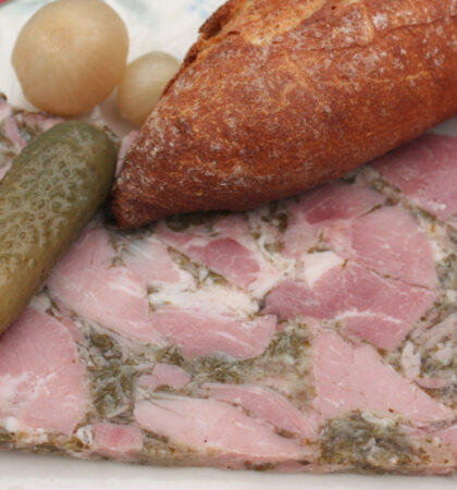 Parsley ham Delicatessen from Burgundy France  Sandwich with frenc baguette